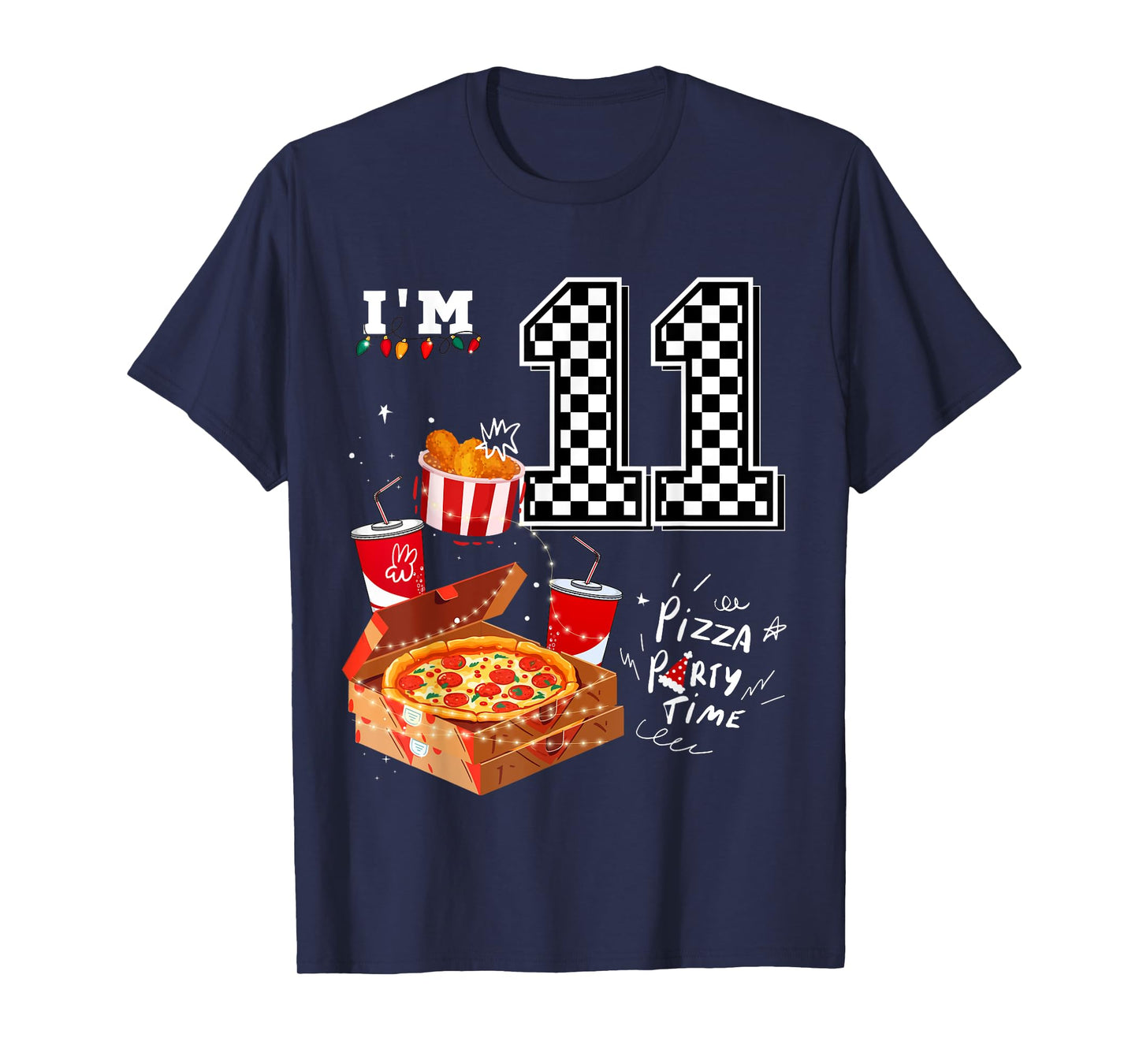Funny Pizza Lover 11th Birthday Crew 11 Years Old Boys Match T-Shirt