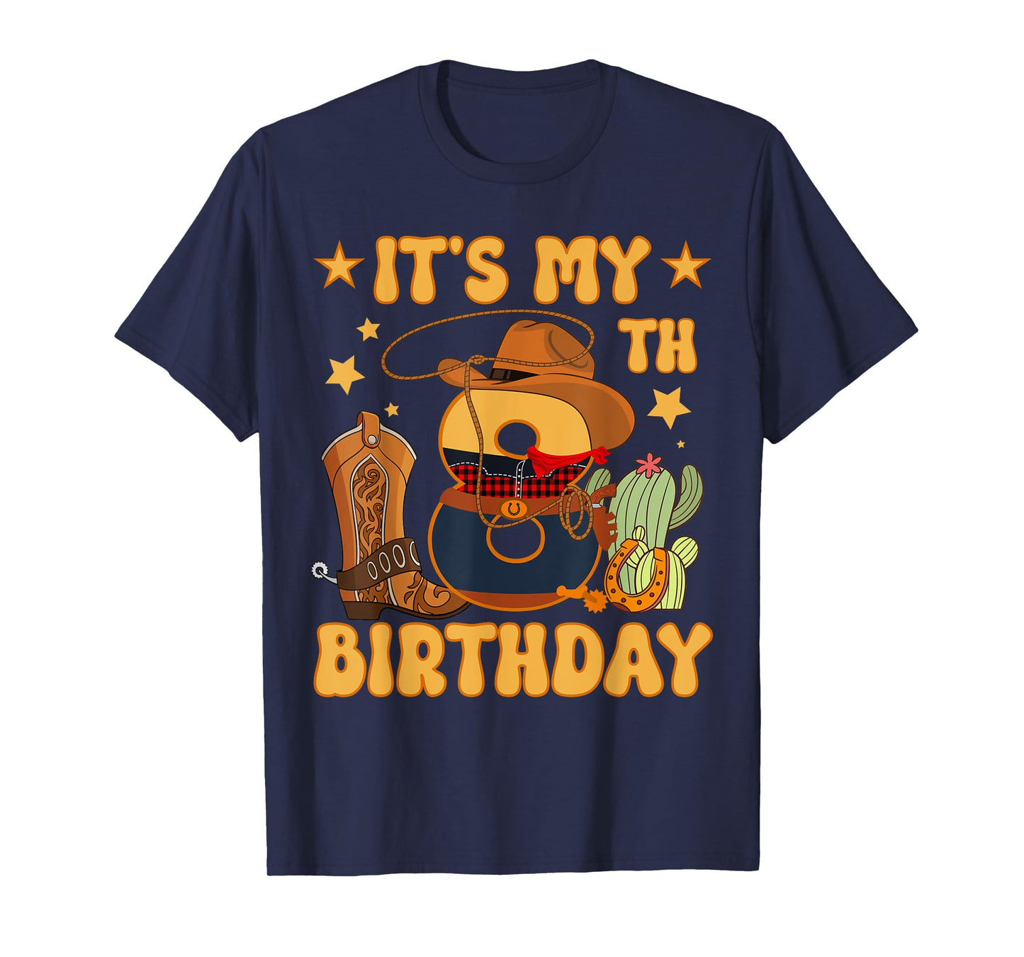 It's My 8th Birthday Cowboy Rodeo Horse 8 Year Old Bday Boy T-Shirt
