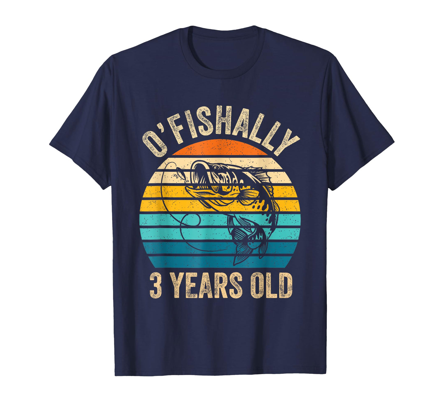 Ofishally 3 Year Old Shirt 3rd Birthday Vintage Fishing T-Shirt