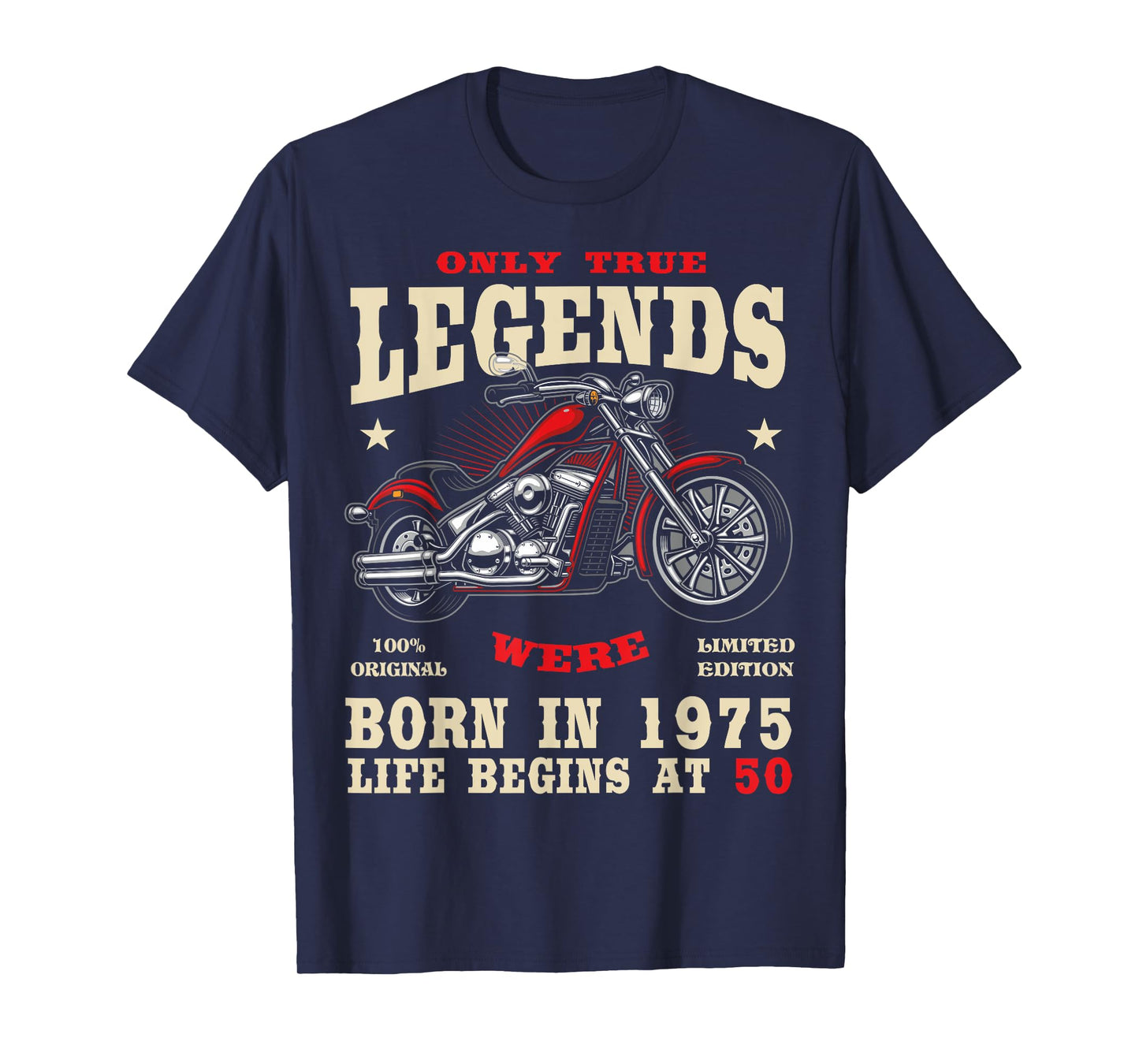 2025 | 50th Birthday Man Biker Gift Motorcycle Chopper 1975 T-Shirt