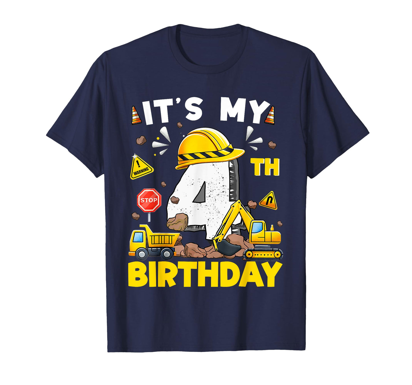 It's My 4th Birthday Boy Excavator Construction 4 Years Old T-Shirt