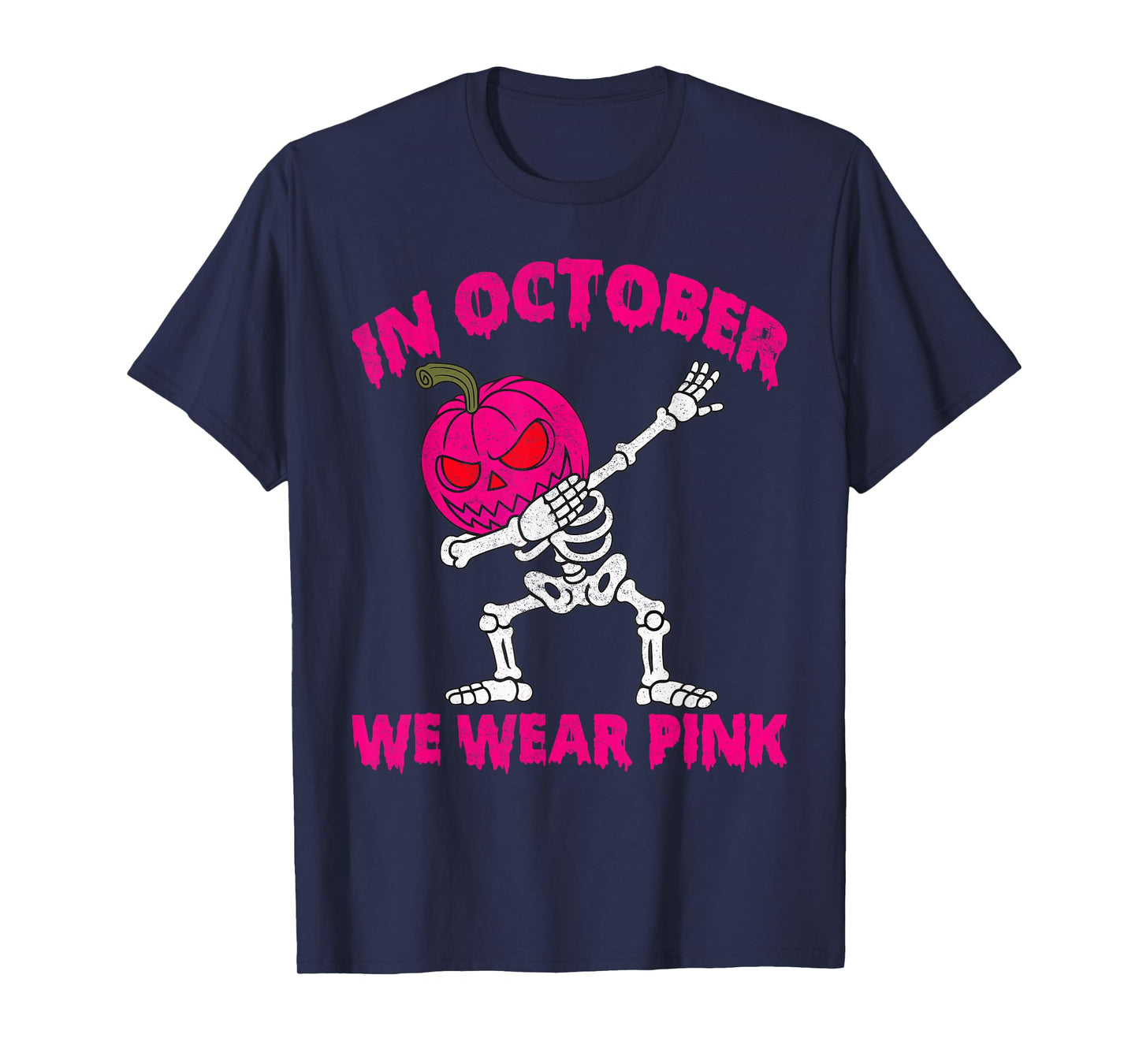 in October We Wear Pink Breast Cancer Pumpkin Halloween Boys T-Shirt
