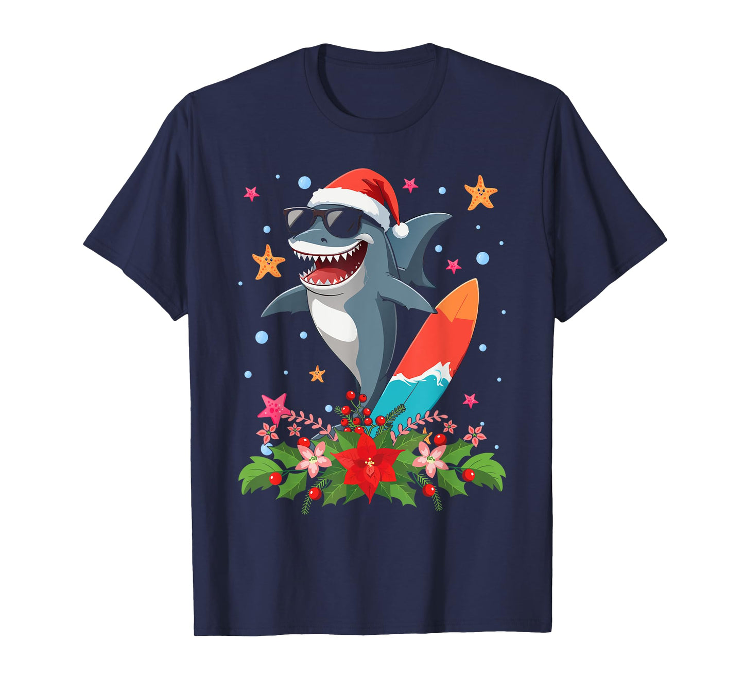 Funny Shark Hawaiian Summer Surfing Shark Christmas in July Men Women Kids T-Shirt
