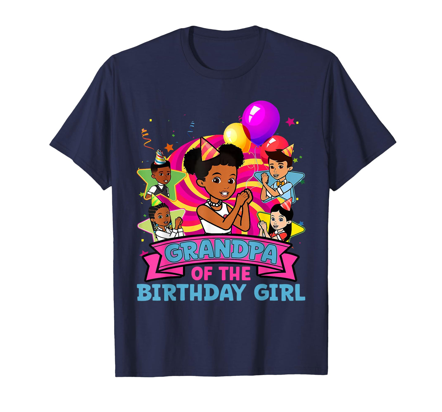 Grandpa the Birthday Girl Party Pink Doll Family Decorations T-Shirt