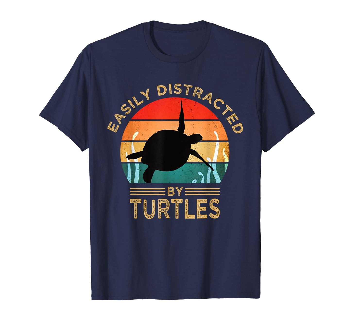 Easily Distracted By Turtles Vintage Funny Turtle T-Shirt