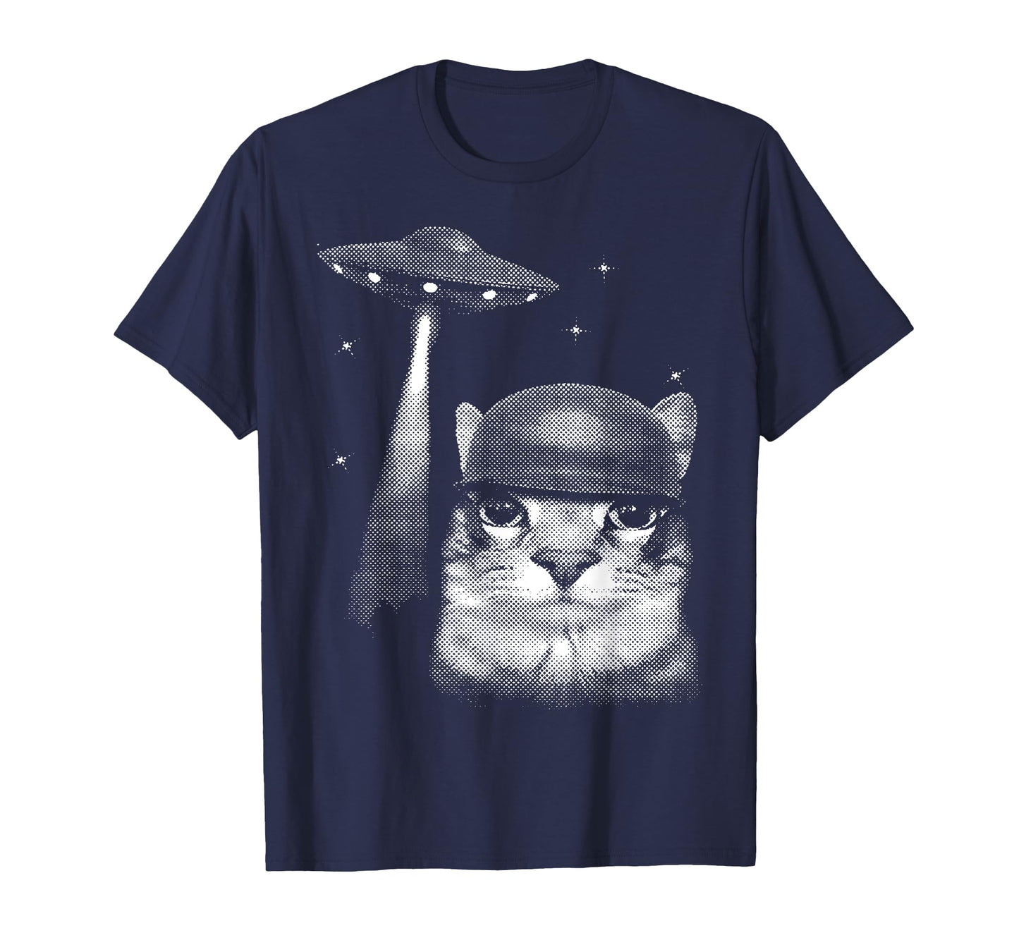 Cat Selfie with Alien UFO Funny Cat Gifts for Men Women Kid T-Shirt