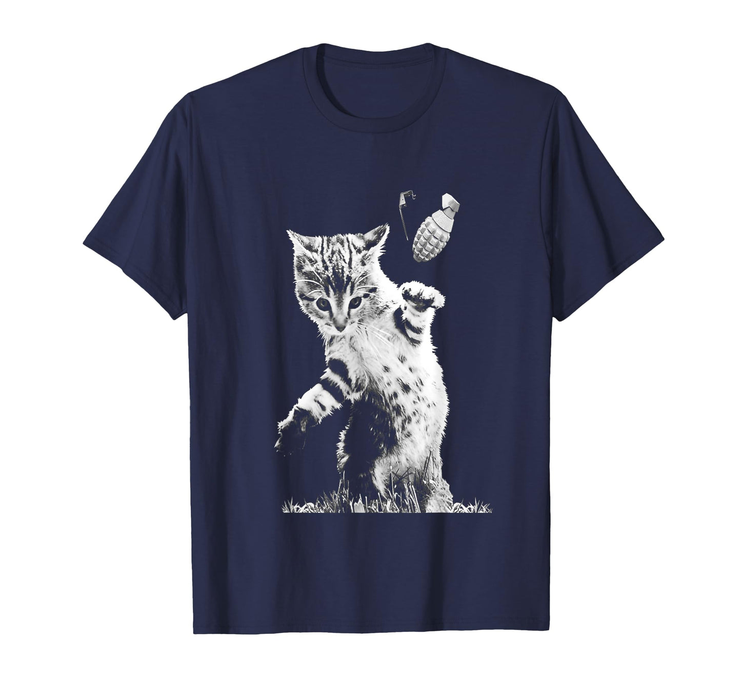 Cat Throwing Grenade Funny Kitty Cat Grenade Scene Cat Lover T-Shirt