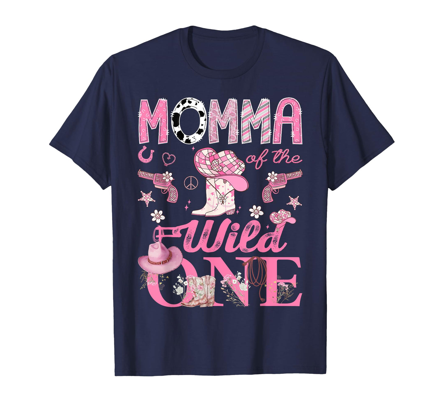 Momma Of The Wild One 1St Birthday CowGirl Disco T-Shirt