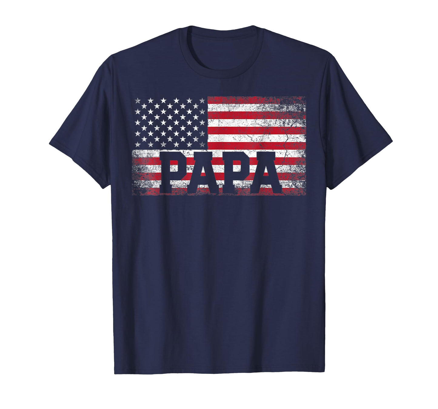 Mens Papa American Flag Father's Day 4th of July Grandpa T-Shirt