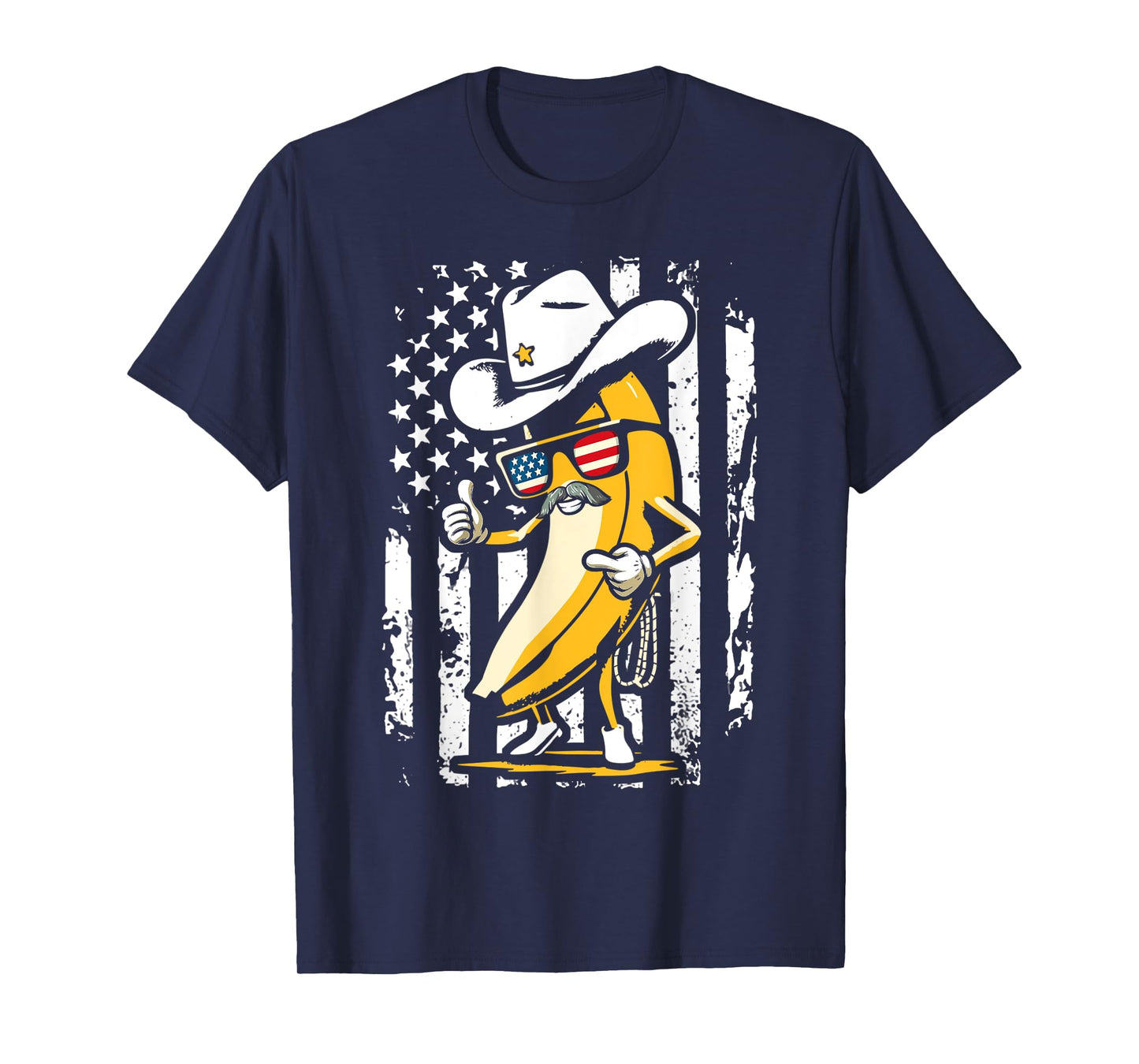 Banana Proud Retro American Flag Banana Funny Cowboy Western T-Shirt