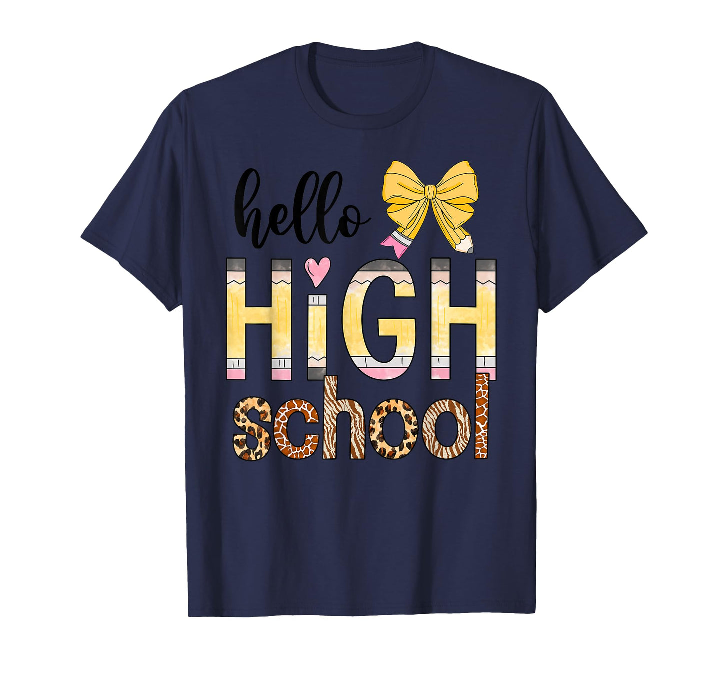 Cute Hello High School Animal Print Teacher Back To School T-Shirt