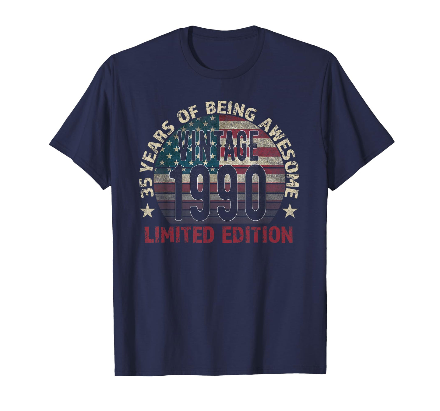 35th Birthday Gift men Vintage born 1990 turning 35 Year Old T-Shirt