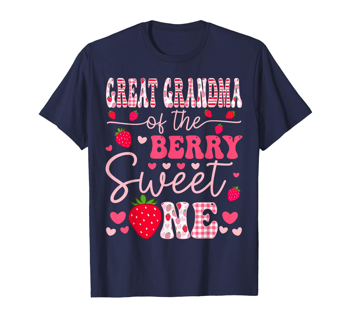 Great Grandma Of The Berry Sweet One Strawberry Groovy T-Shirt