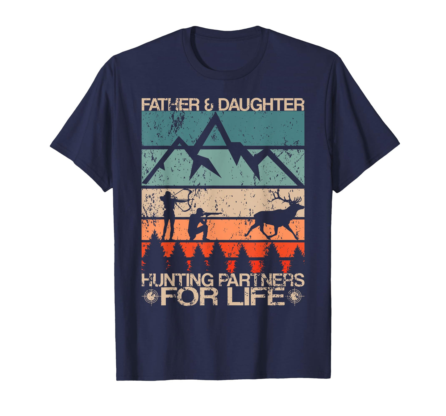 Father Daughter Hunting Partners For Life Retro Dad Hunters T-Shirt