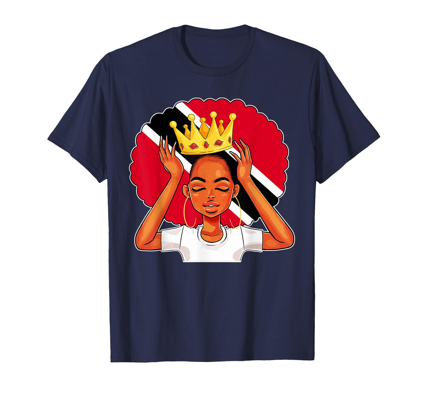 Proud Of My Trinidad And Tobago Roots Trini Queen Afro Women T-Shirt