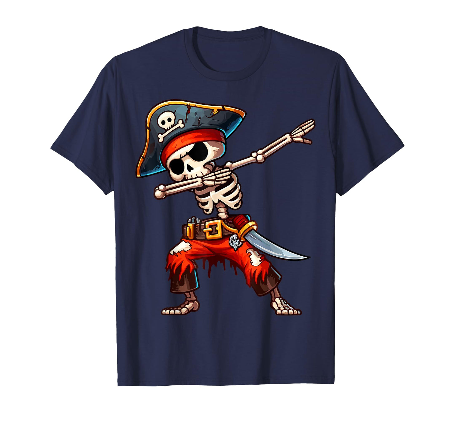 Dabbing Skeleton Pirate Halloween Kids Pirate T-Shirt
