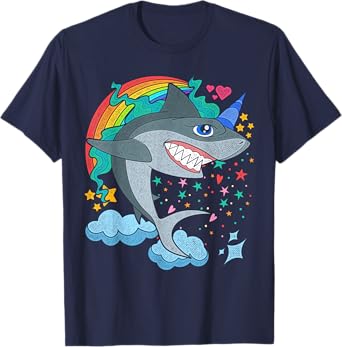 Cute Rainbow Fantasy Ocean Animal Sharkicorn Shark Unicorn T-Shirt