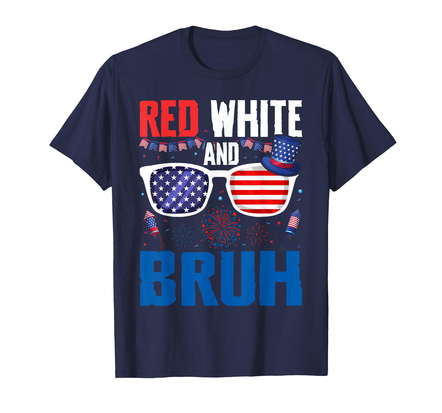 Red White And Bruh 4th Of July Boys Patriotic Teens Kids T-Shirt