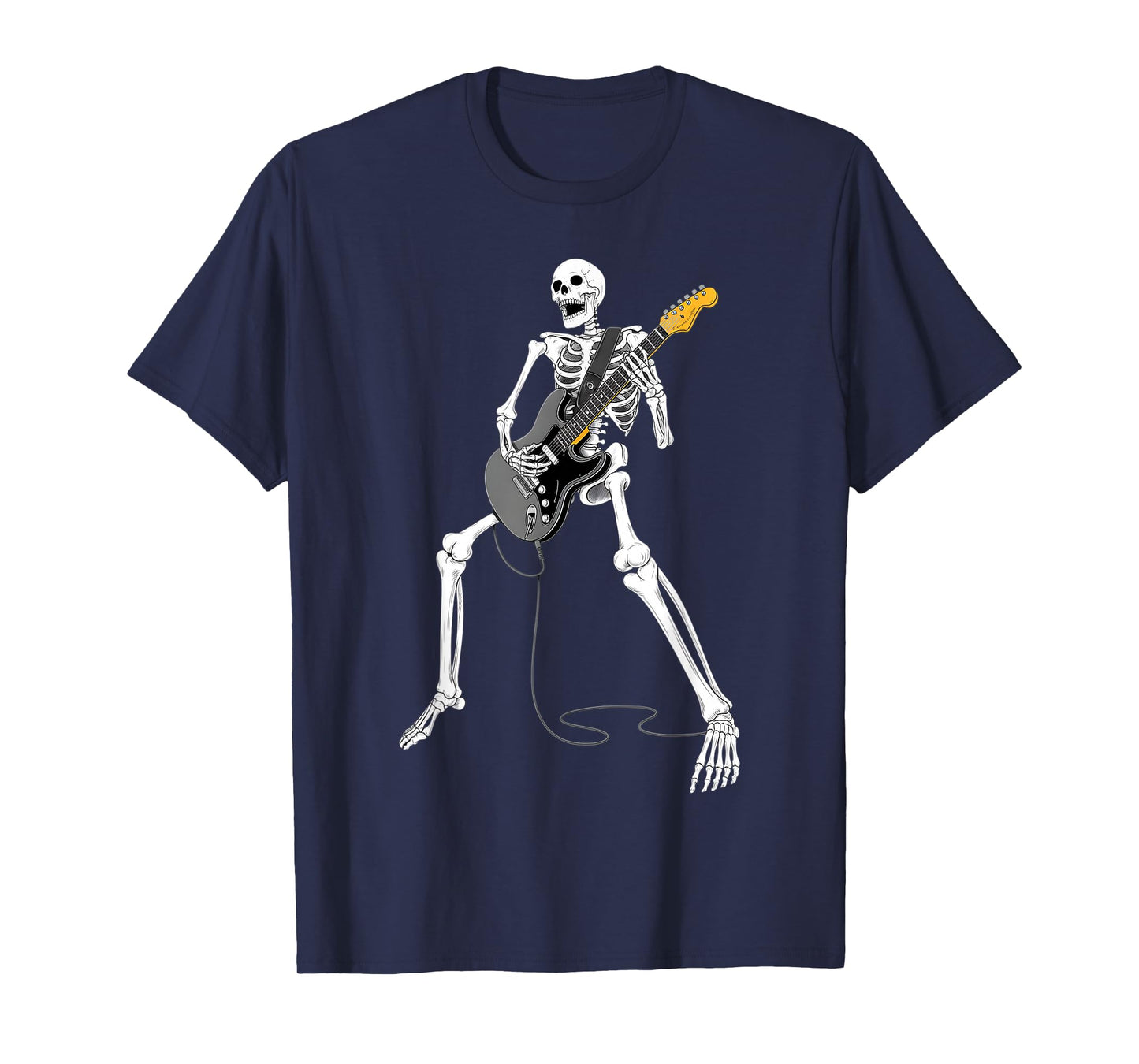 Skeleton Guitar Guy Music Spooky Halloween Rock Band Concert T-Shirt