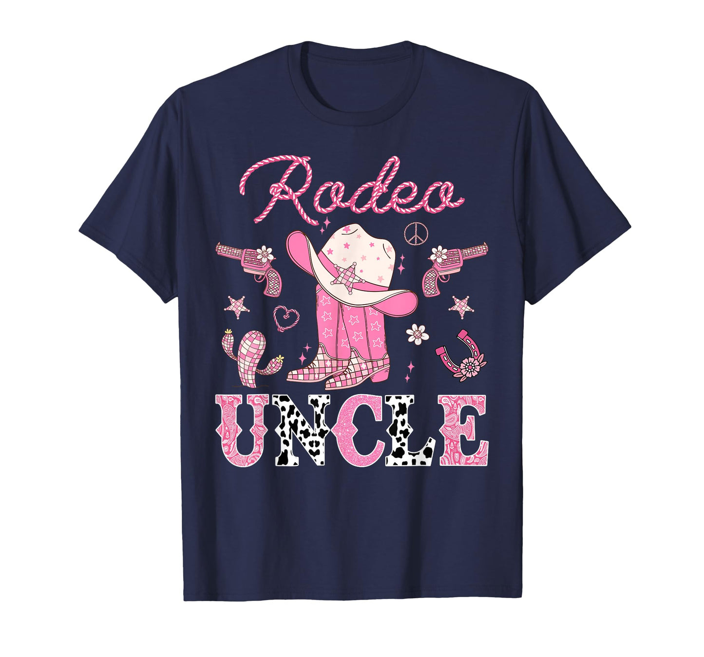 Rodeo Uncle Pink Boots Disco CowGirl Birthday Party T-Shirt
