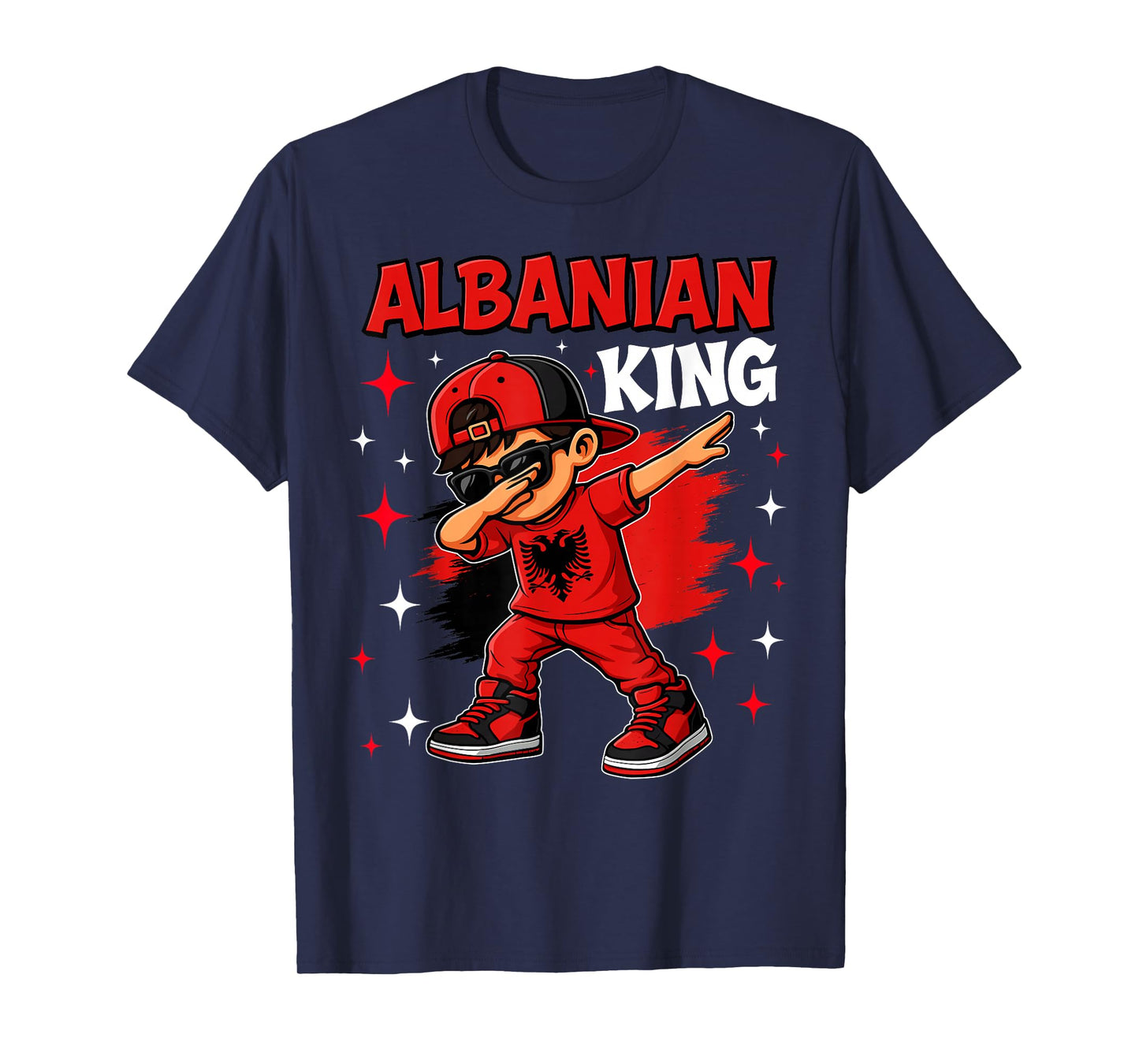 Albanian Dab Kid Cartoon Eagle Flag Pride for Boys Kids T-Shirt