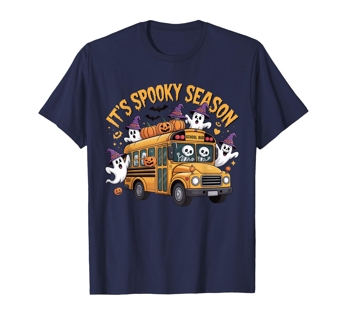 It's Spooky Season Funny Teacher Halloween School Bus T-Shirt