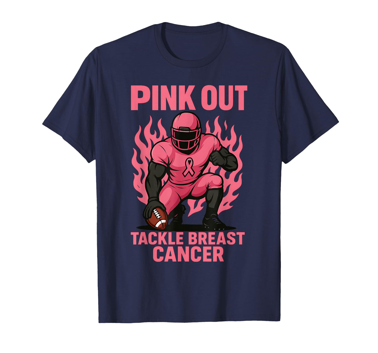 Pink Out Tackle Football Breast Cancer Awareness T-Shirt
