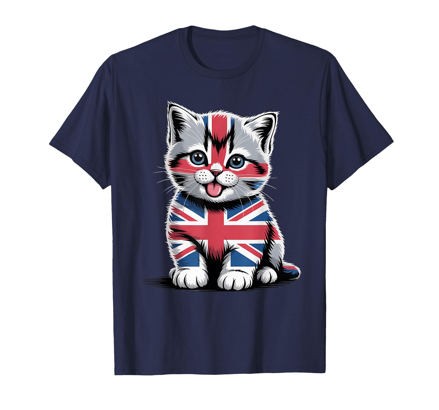 Funny Cat Tee Women Union Jack British Cat Lover Gifts T-Shirt