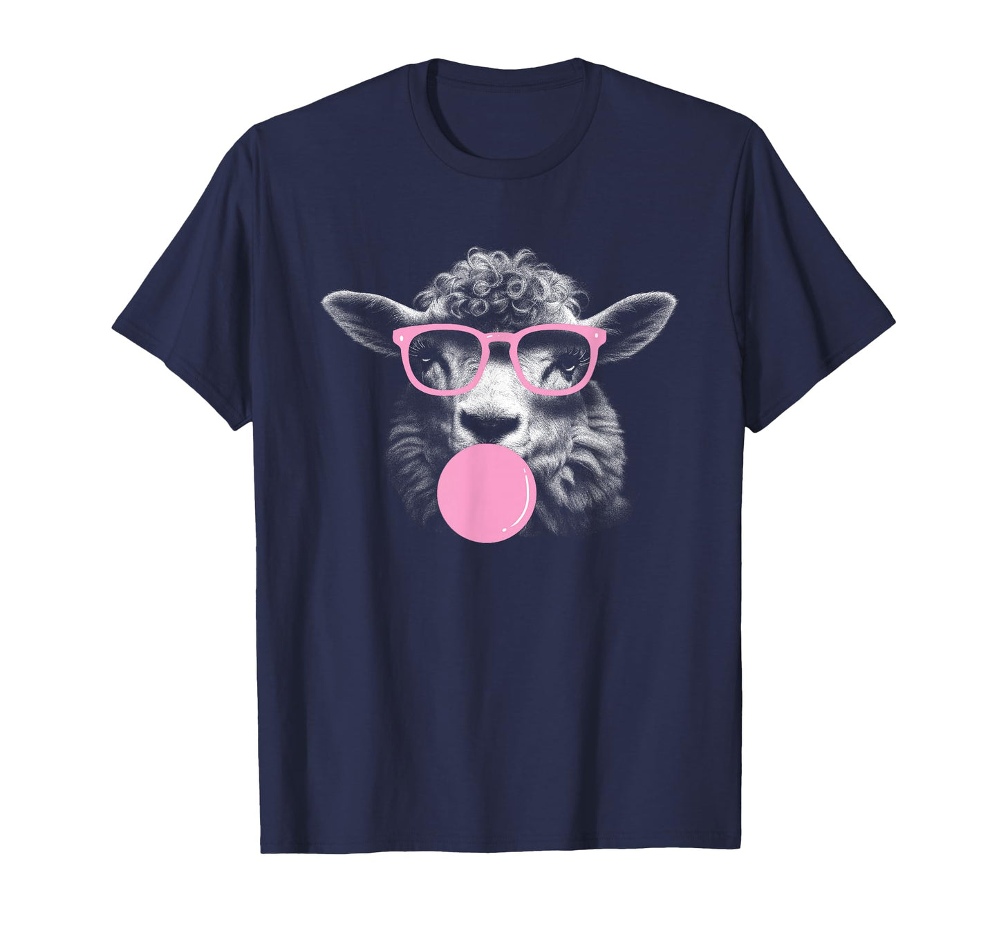 Cool Sheep Face Eating Gum And Makes A Bubble Tee Cute Sheep T-Shirt