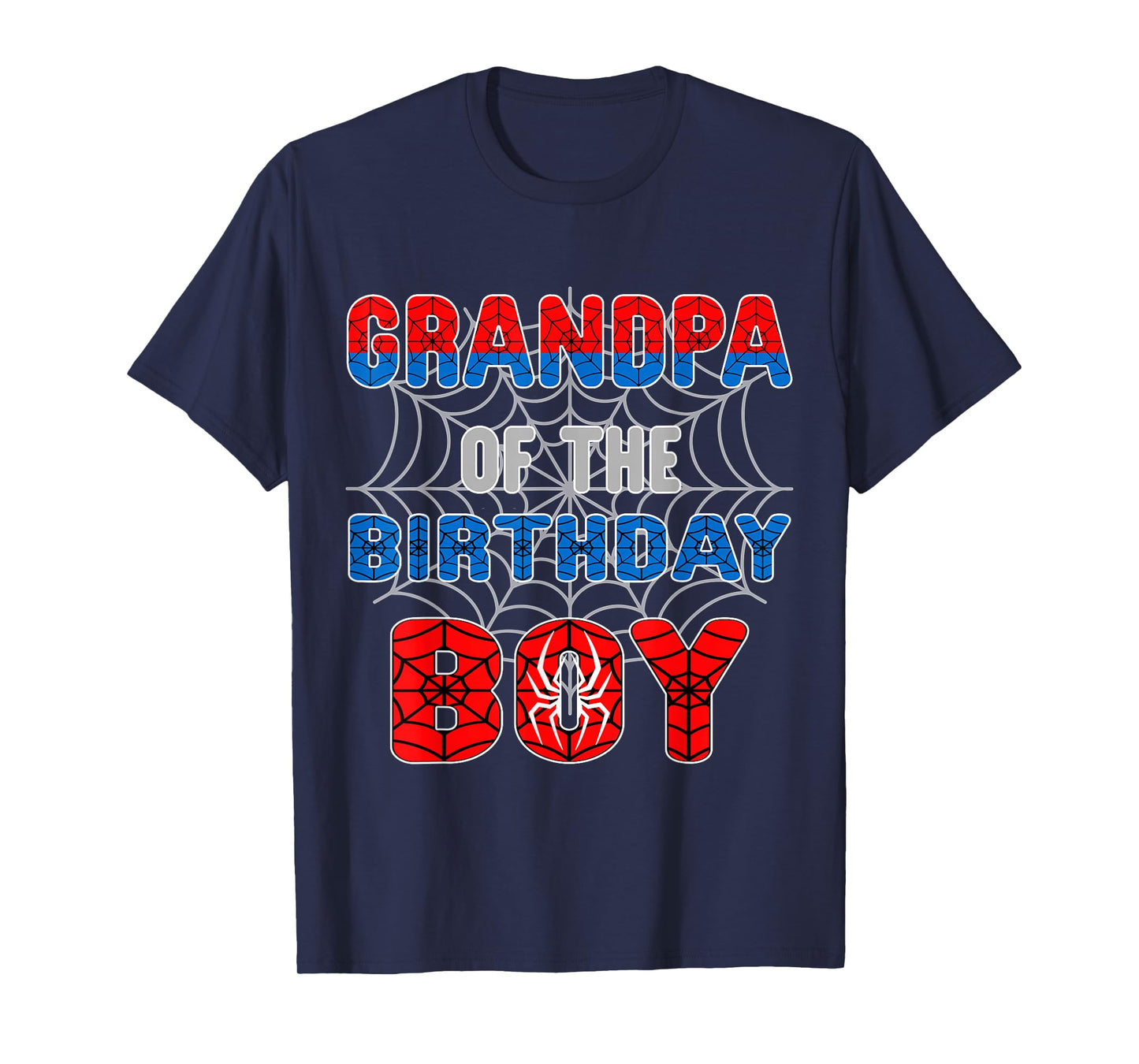Spider Web Birthday Party Grandpa of The Birthday Boy T-Shirt