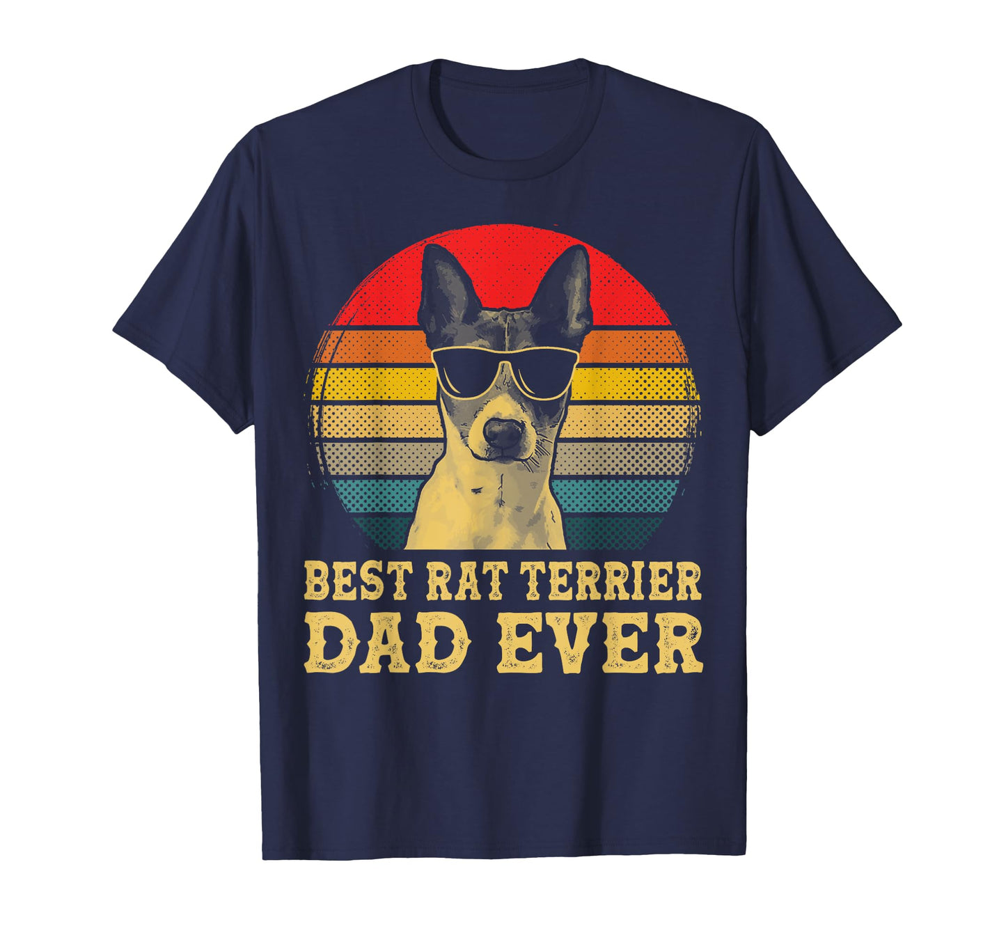 Best Rat Terrier Dad Ever Dog Lovers Retro Vintage T-Shirt