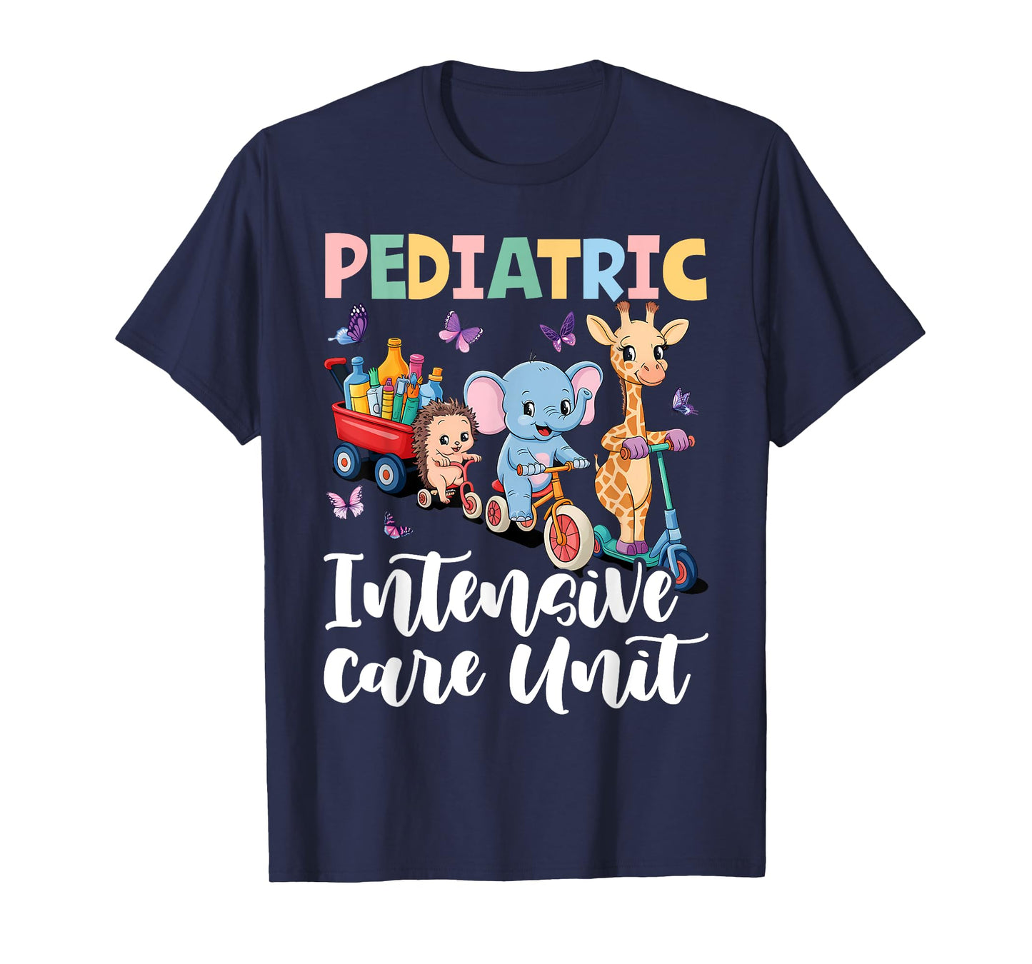 Pediatric Intensive Care Unit Cute Animals Groovy PICU Nurse T-Shirt