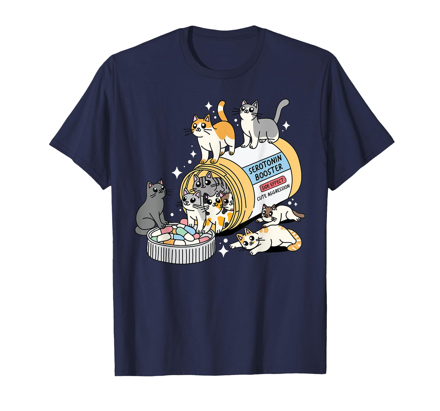 Serotonin Booster Funny Cats Mental Health Awareness Support T-Shirt
