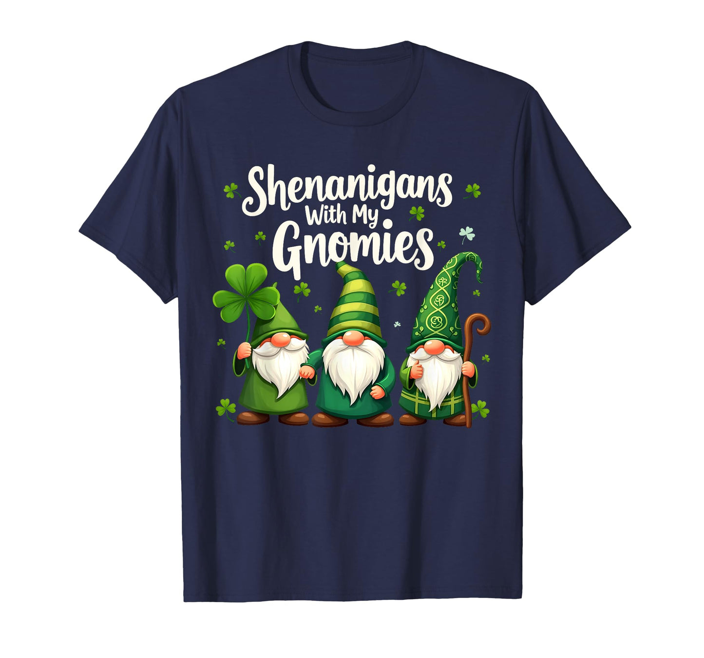 St Patricks Day Lucky Shamrock Leopard Gnomes Irish Women T-Shirt
