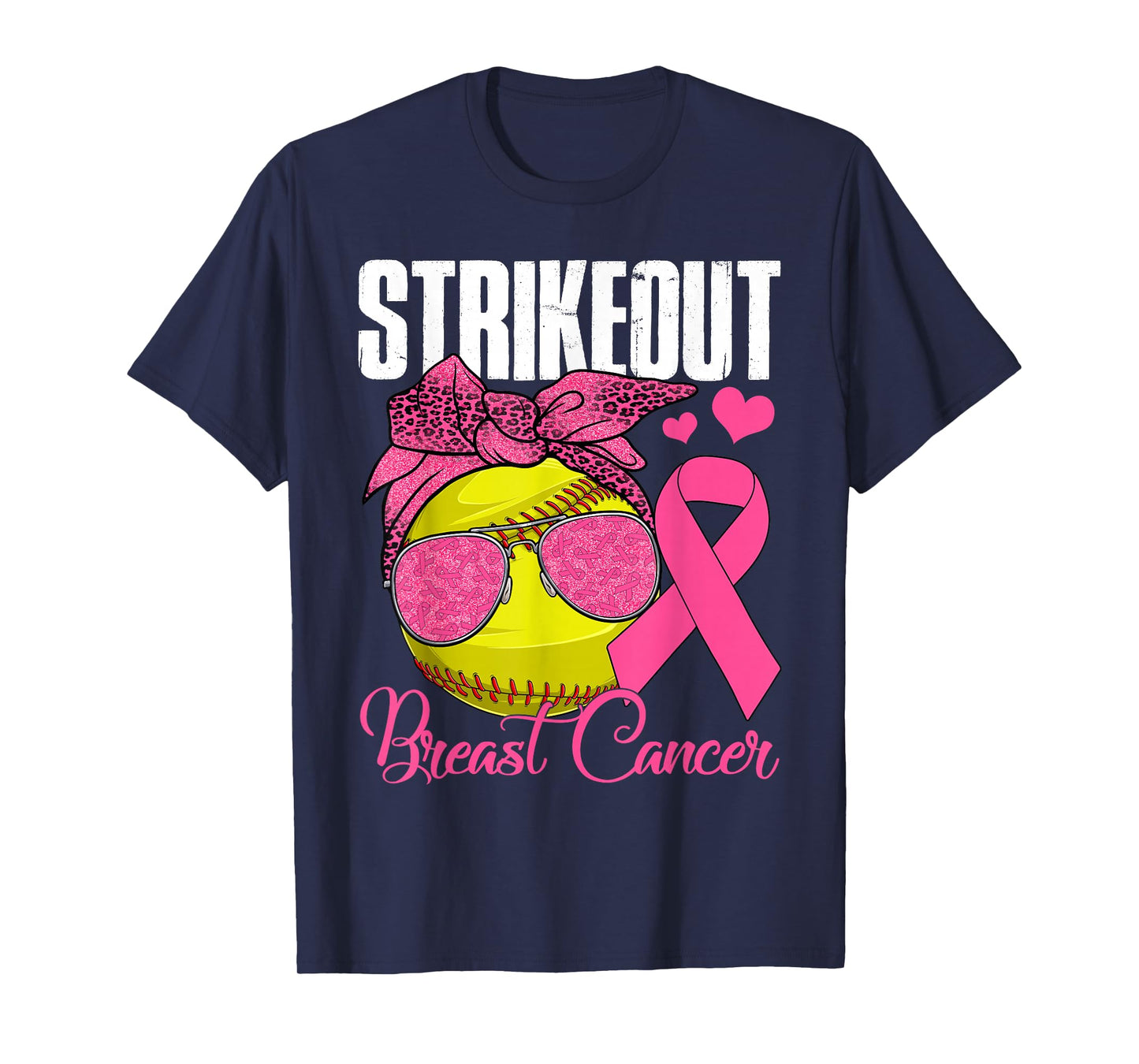 Strike Out Breast Cancer Softball Ball & Pink Ribbon Women T-Shirt