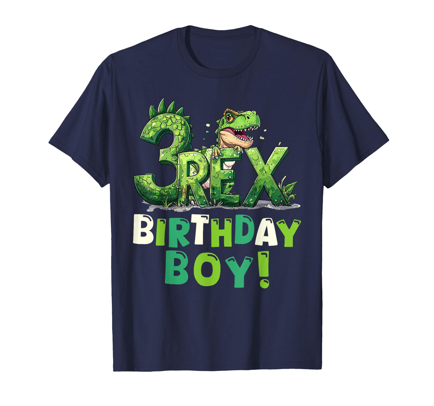 Three Rex 3rd Birthday Third Dinosaur 3 Year Old Party T-Shirt