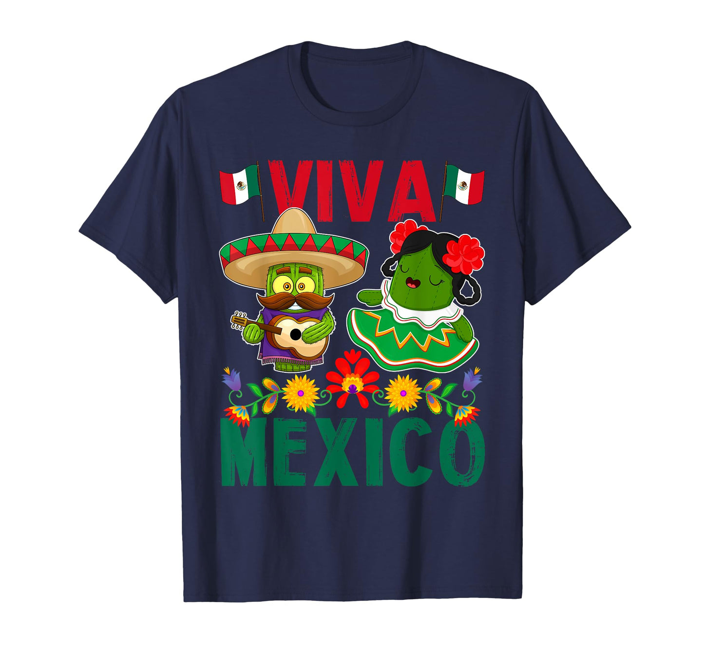 Viva Mexico Mexican Independence Day Mexican Flag Guitar T-Shirt