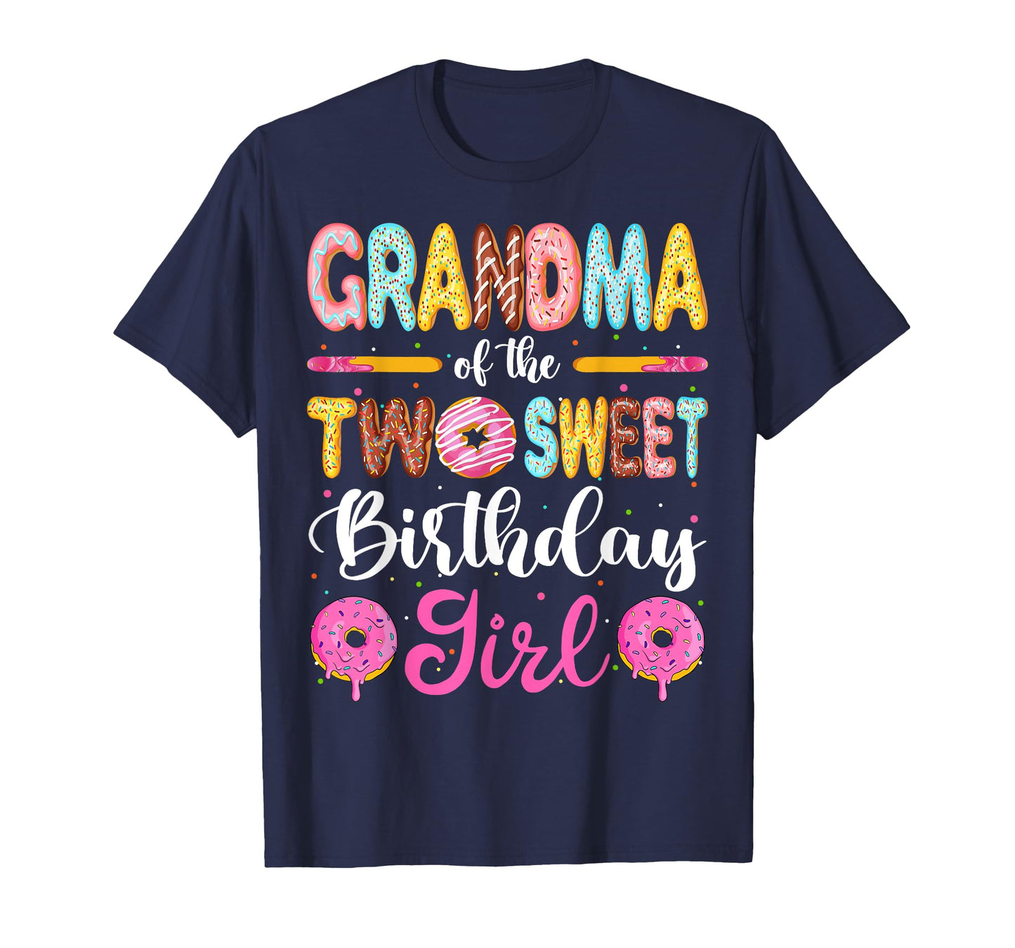 Grandma Of The Two Sweet Birthday Girl Donut 2nd Birthday T-Shirt