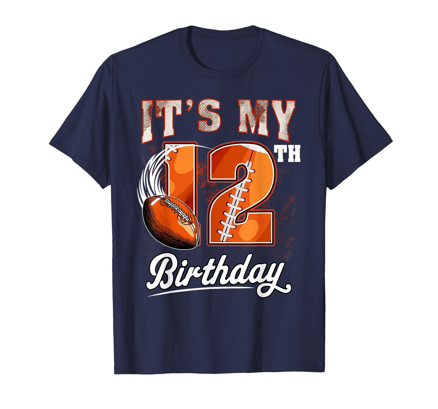 Kids 12 Year Old It's My 12th Birthday Football Themed Party T-Shirt