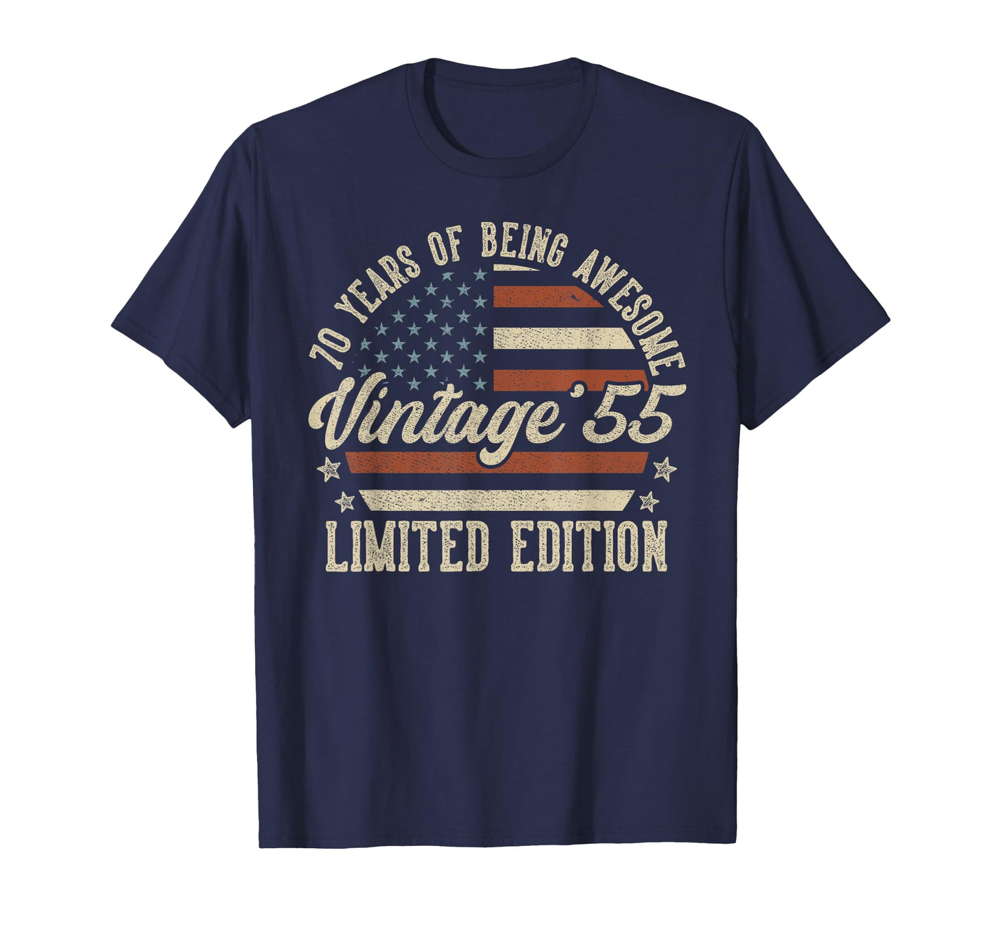 Vintage 1955 70th Birthday Gift 70 Years Old American Flag T-Shirt
