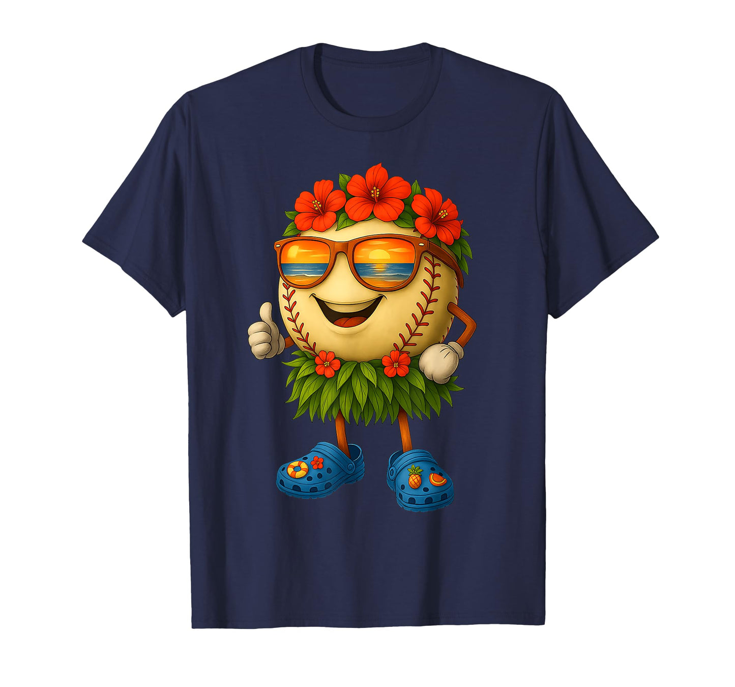 Funny Hawaii Baseball Ball Hawaiian Tropical Summer Vacation T-Shirt