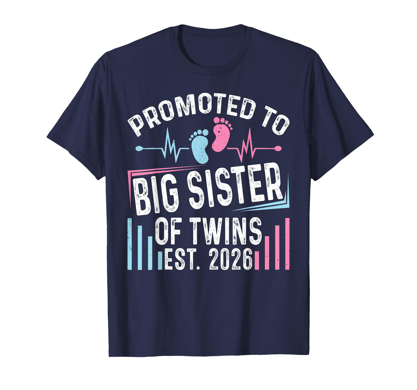 Promoted to Big Sister of Twins Est 2026 Baby Shower T-Shirt