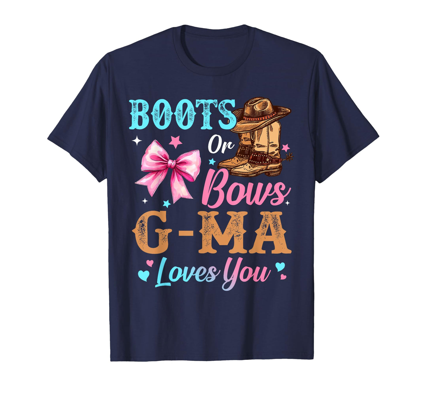 Boots or Bows G-Ma Loves You Gender Reveal Family T-Shirt