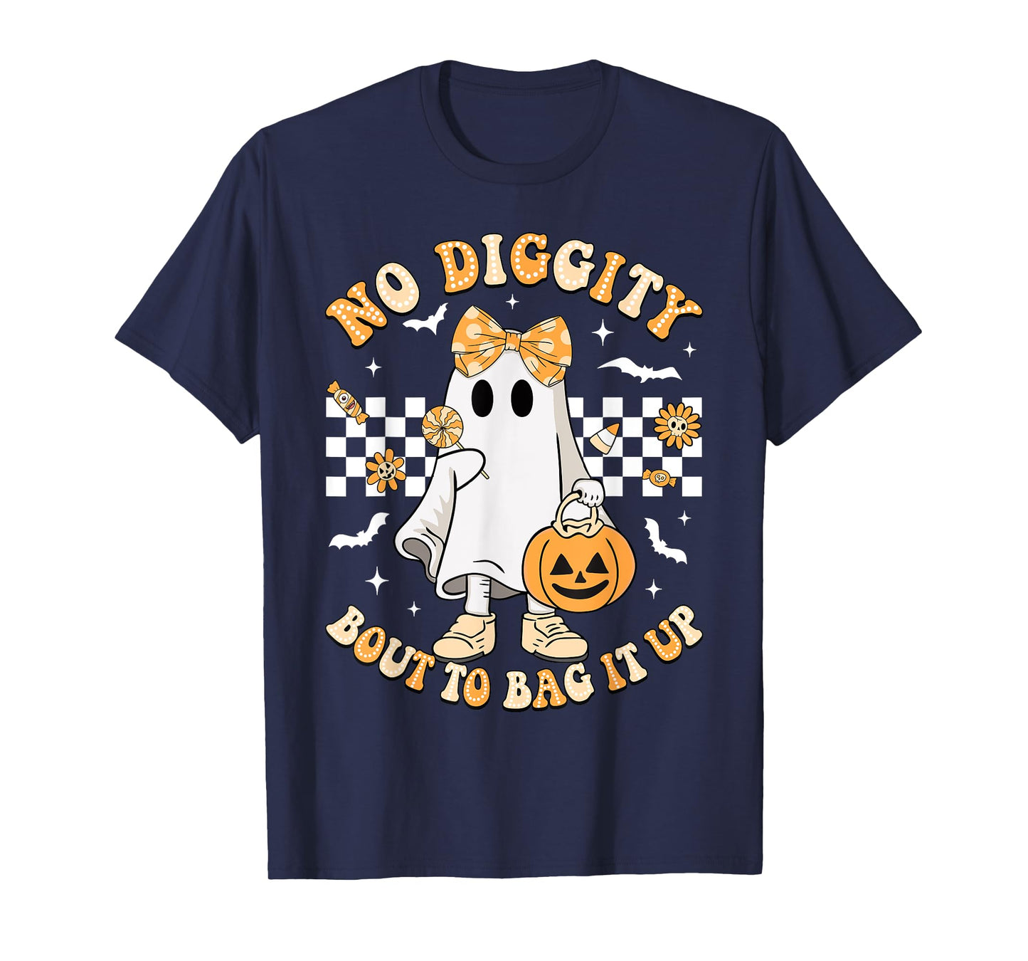 Halloween Ghost No Diggity Bout To Bag It Up Girls Kids T-Shirt