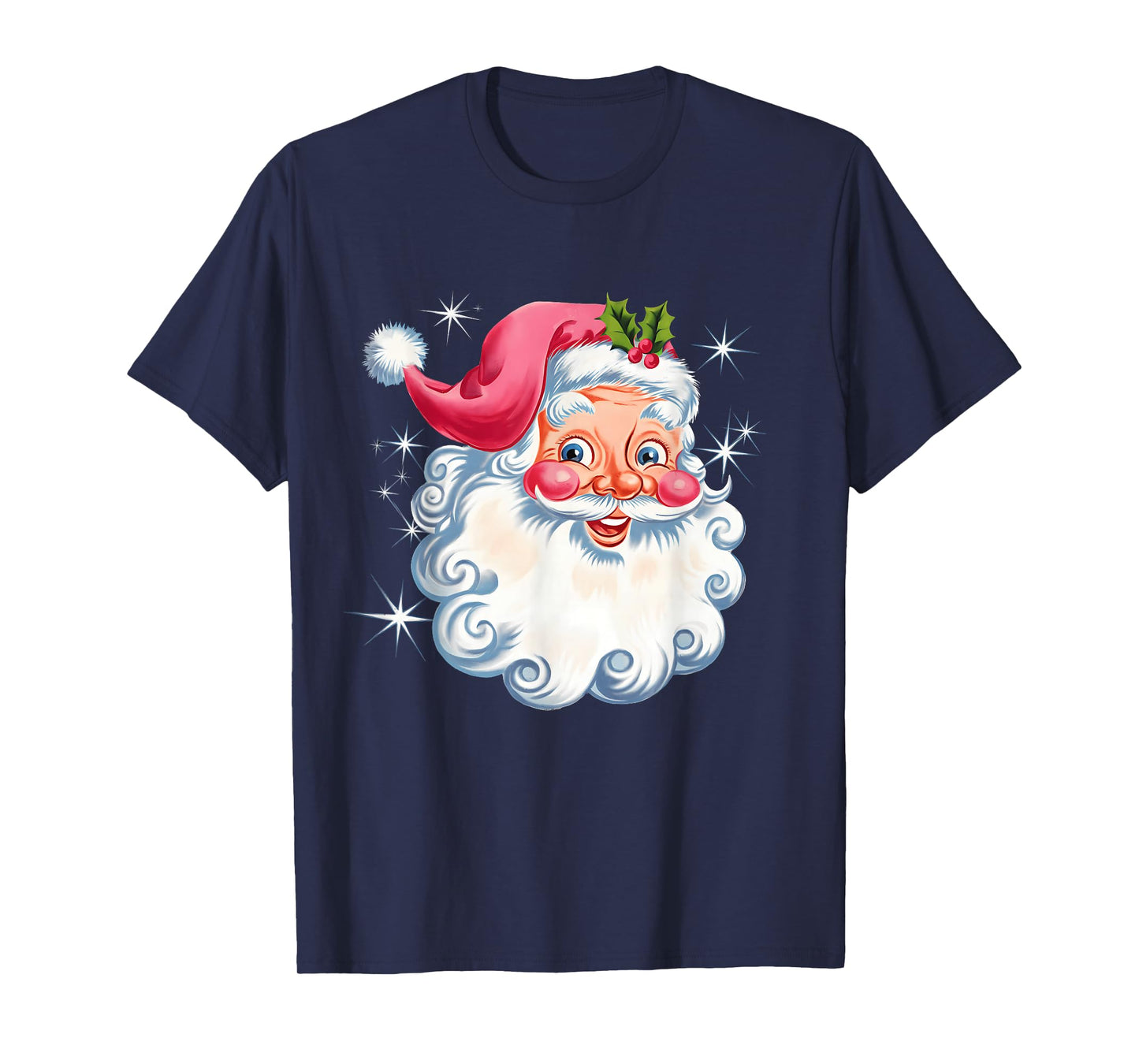 Retro Pink Santa Christmas Vintage Christmas Santa Men Women T-Shirt