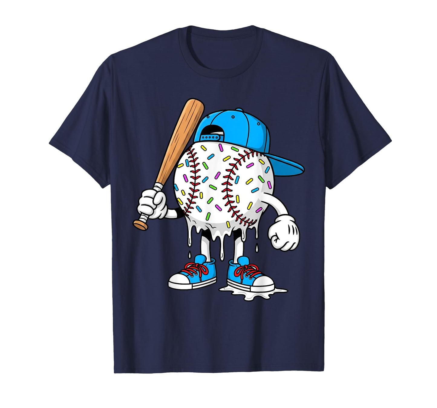 Ice Cream Drip Baseball Funny Sports Men Women Boy Girl Kids T-Shirt