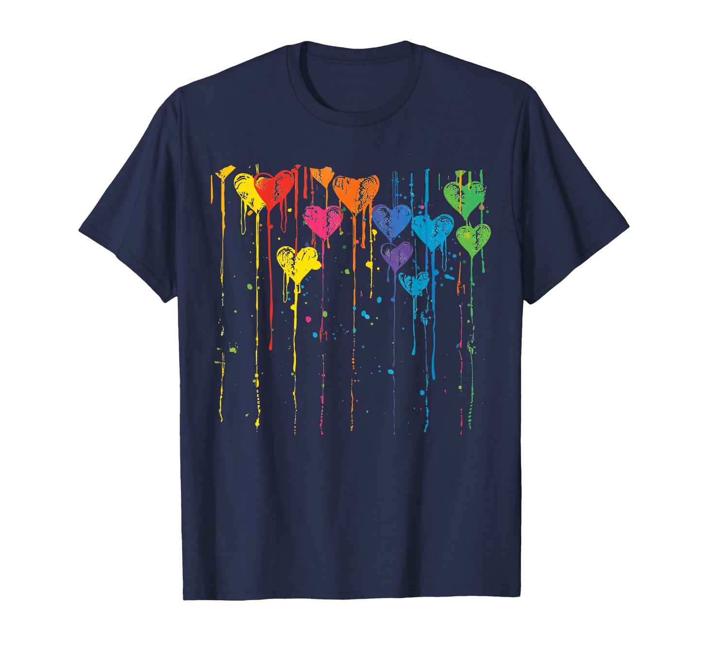 Colorful Hearts Dripping Paint Splatter T-Shirt