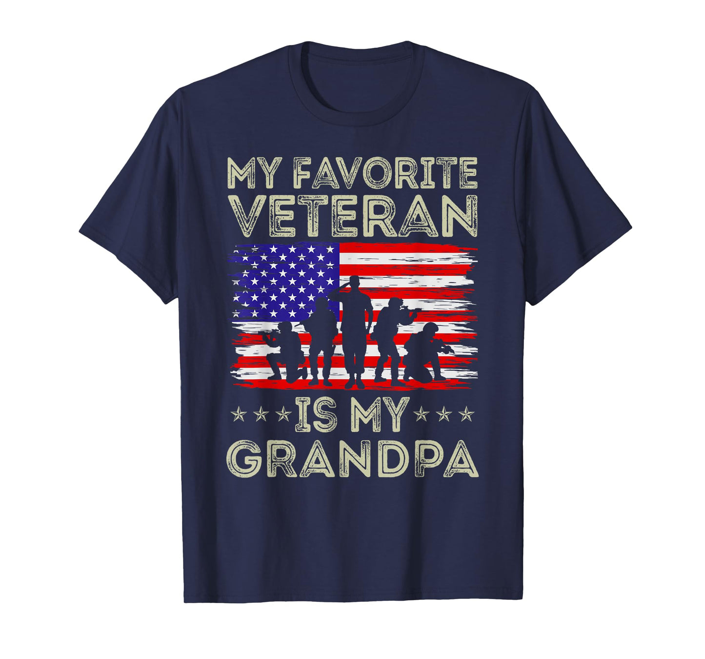 My Favorite Veteran Is My Grandpa American Flag Veterans Day T-Shirt