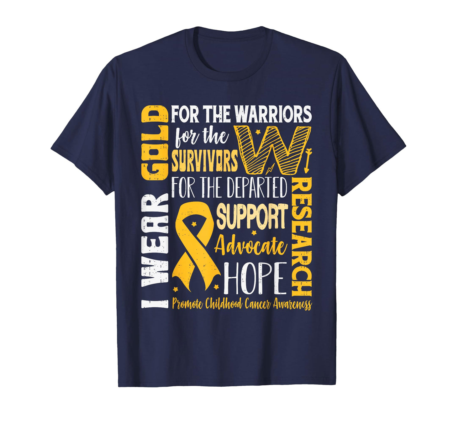 Childhood Cancer Awareness Warrior Gold Ribbon Support T-Shirt