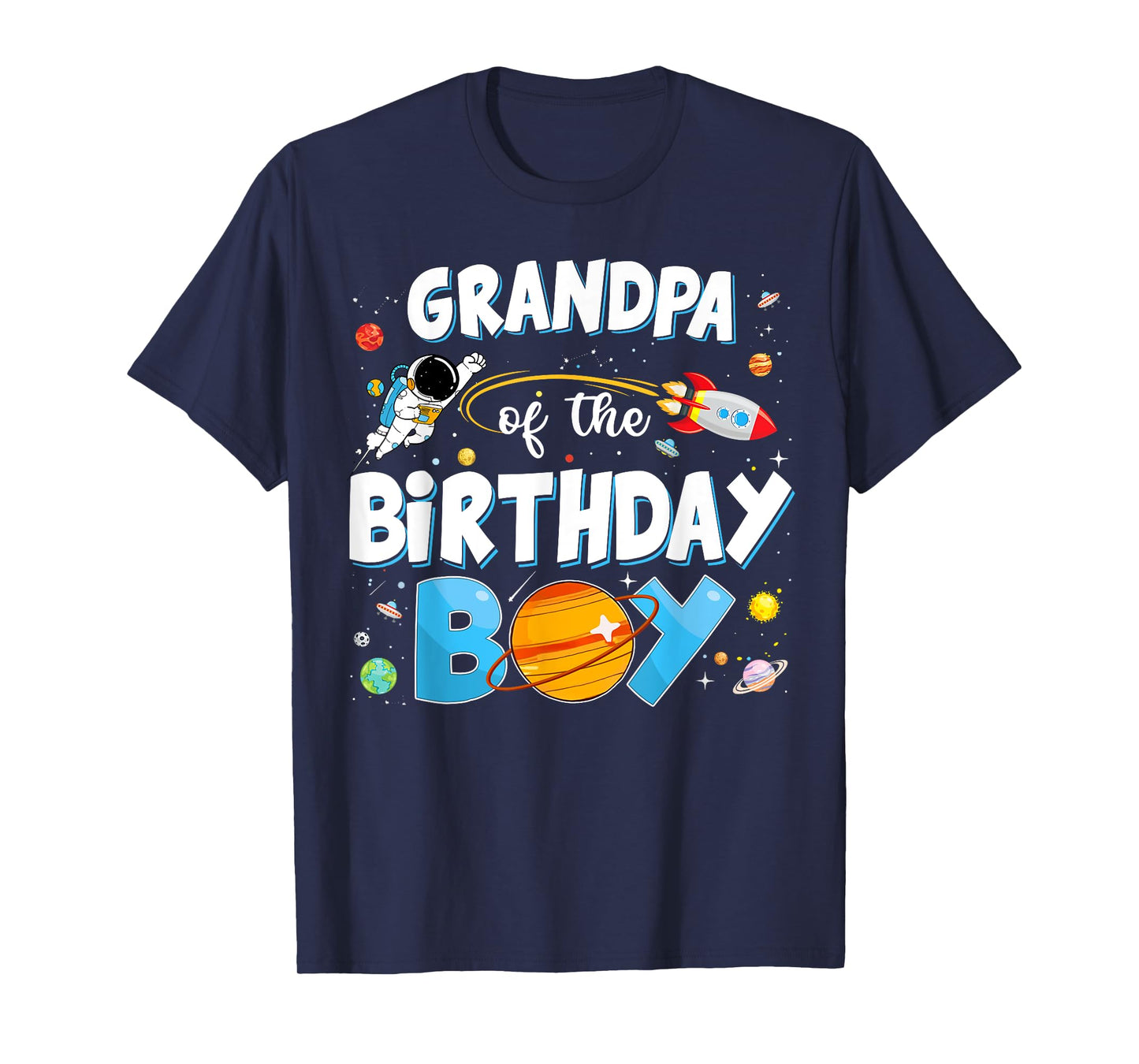 Funny Grandpa Of The Birthday Boy Astronaut Space Planet T-Shirt